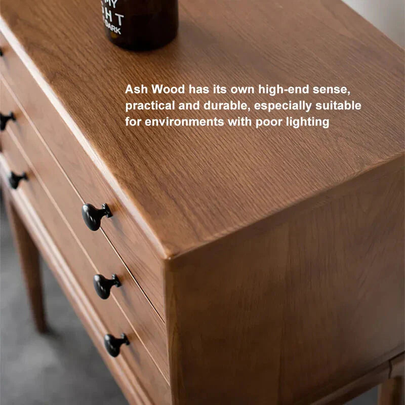 Walnut Ash Wood Chest Cabinet With 3 Drawers, 23.6 x 14.2 x 31.5 in