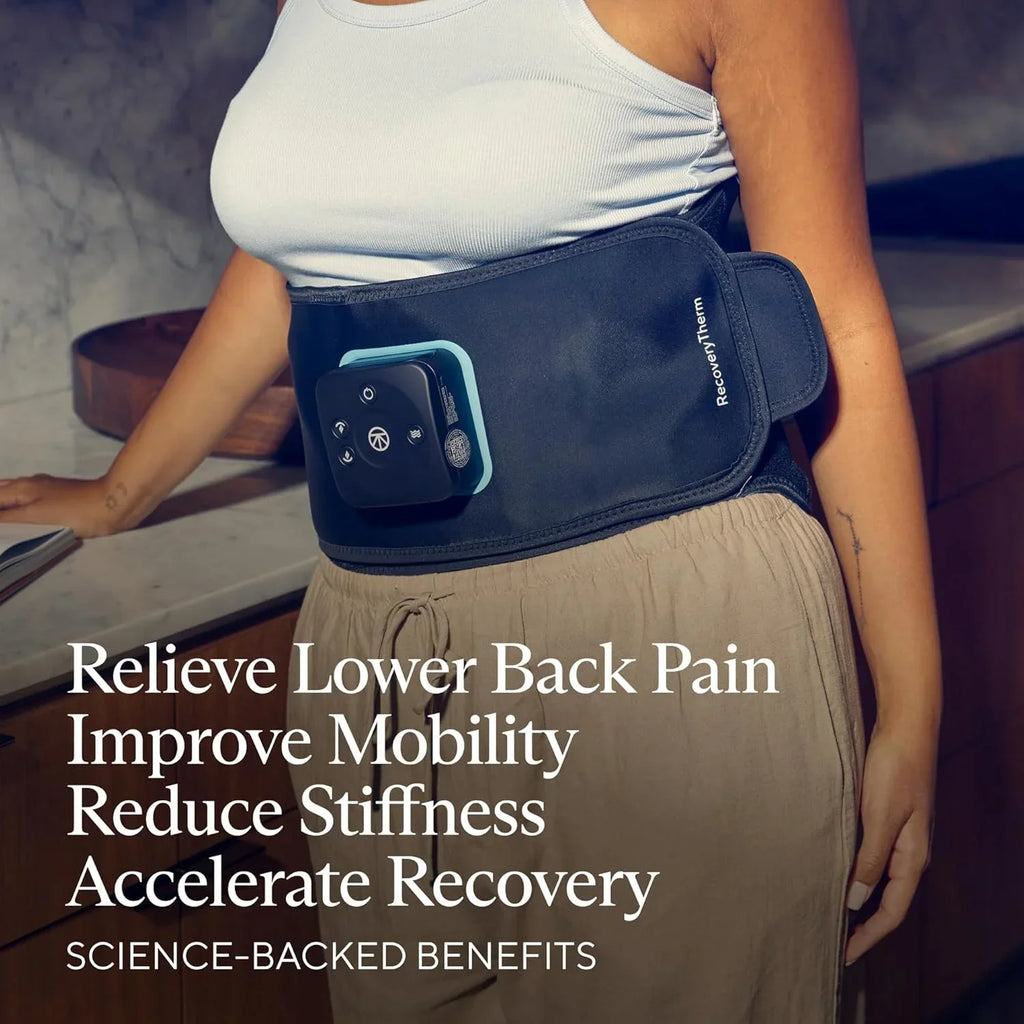 Therabody RecoveryTherm Back Hot Vibration Wrap, Black, One Size - RecoveryTherm Hot Vibration Back and Core