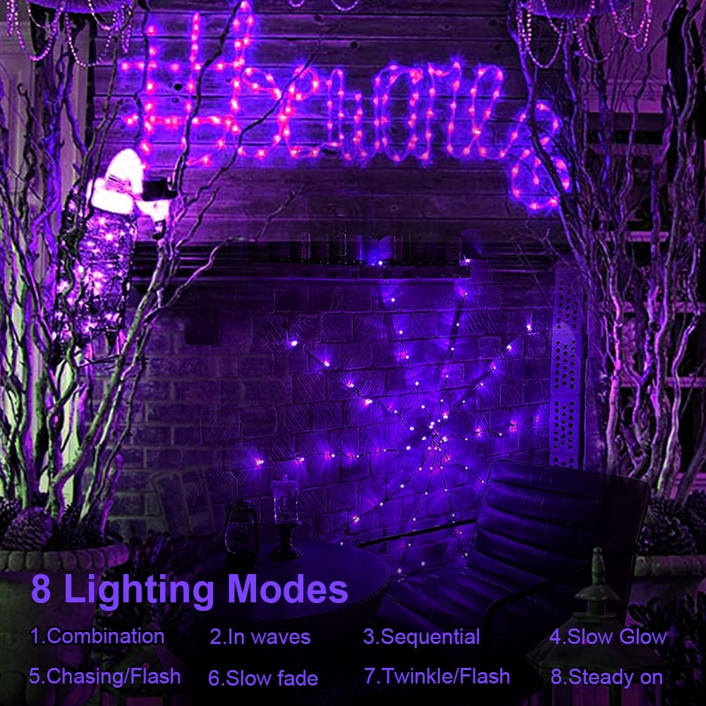 Halloween Decorations Spider Web Lights, 4FT Diameter 70 LED with Black Spider, Waterproof Net Lights, Remote Control