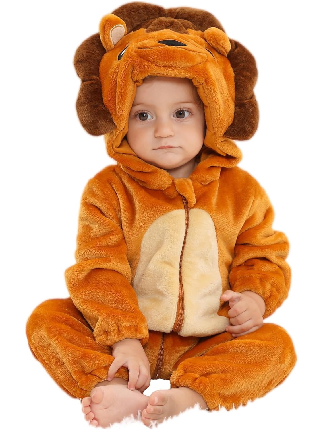 WIBACKER Infant Toddler Dinosaur Animal Fancy Dress Costume Baby Winter Flannel Hooded Romper Christmas Halloween Cosplay Jumpsuit