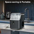 Auseo Countertop Nugget Ice Maker, 35lbs/24H, Self-Cleaning, Black