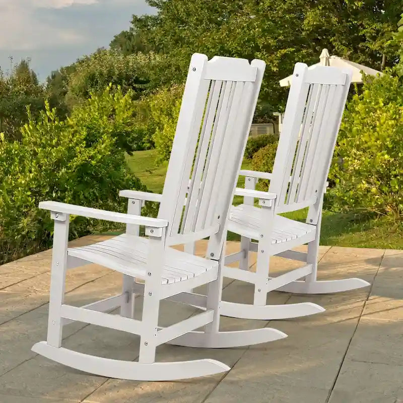 Vrakae Patio High-Back Rocking Chairs, 2-Piece, 21 x 34.6 x 46 Inches