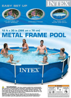 Intex Metal Frame Above Ground Swimming Pool With Filter And Cover, 12 Ft x 30 Inches - 28211EH