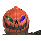 Haunted Hill Farm Life-Size Poseable 6.7-Ft. Pumpkin Scarecrow with Lights and Sound, Indoor or Covered Outdoor Halloween Decoration