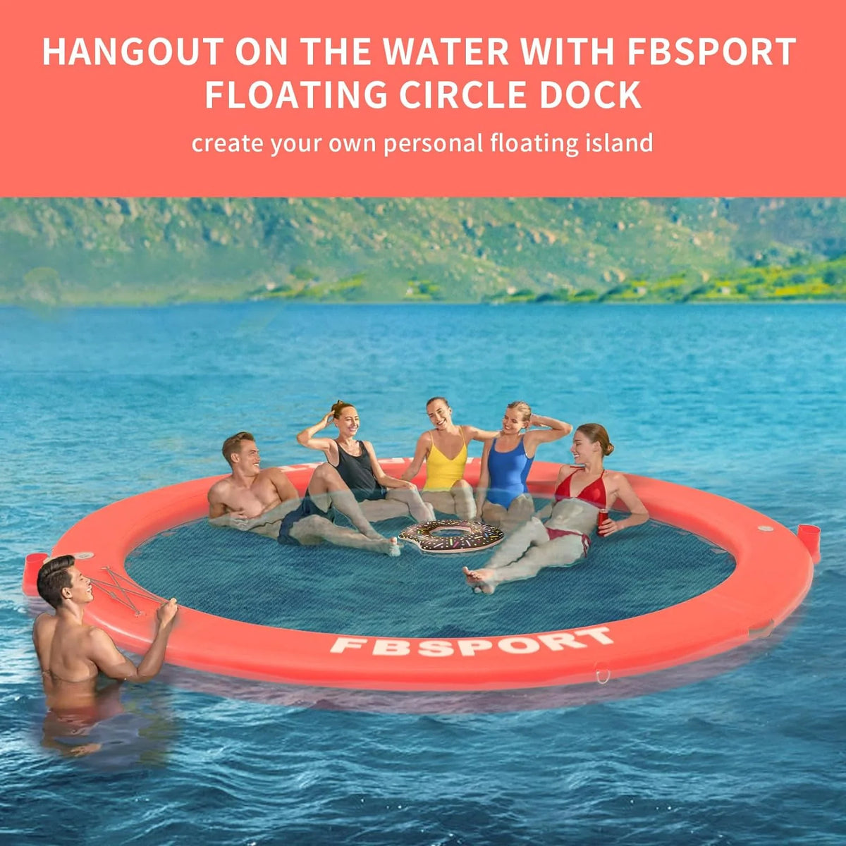 FBSPORT 8ft Inflatable Water Hammock Floating Platform