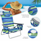 2-Pack 5-Position Outdoor Folding Backpack Beach Chairs With Side Table Set