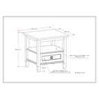 Solid Wood Rectangle End Table With Drawer And Shelf, 18.1in D x 20in W x 19.5in H - Norfolk