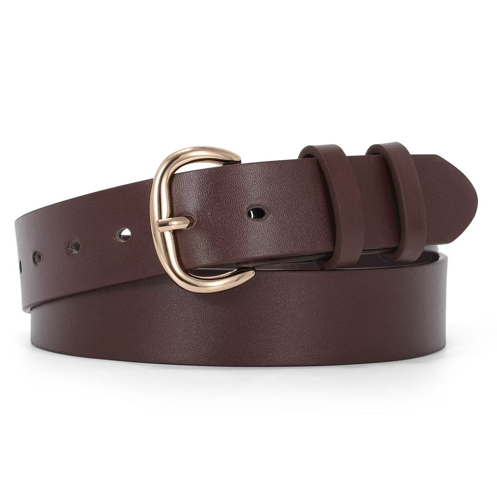 WHIPPY Women Leather Belt for Jeans Pants Ladies Leather Belts with Black Buckle