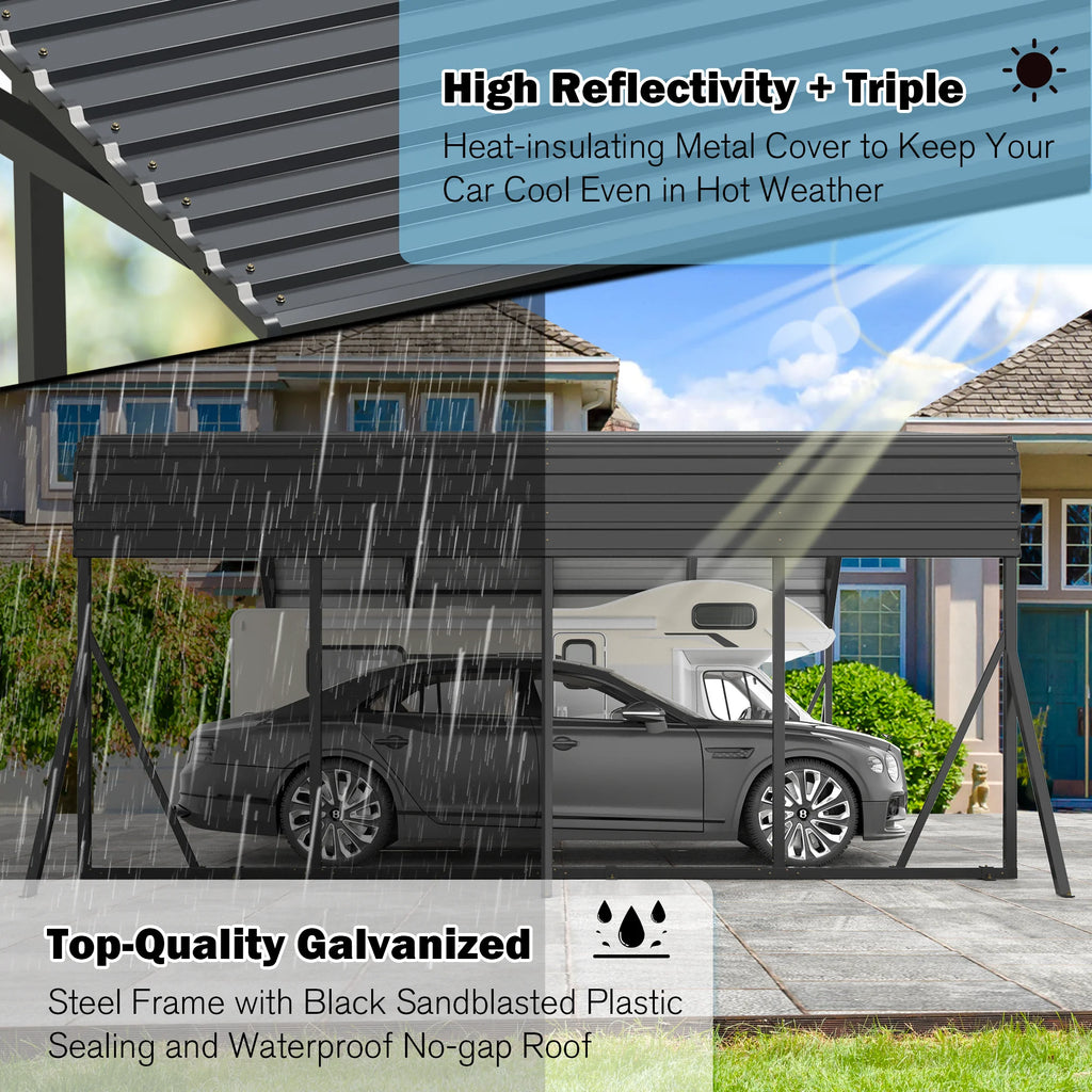 MUCHANT Heavy-Duty Carport, 12' x 20', Galvanized Steel Roof