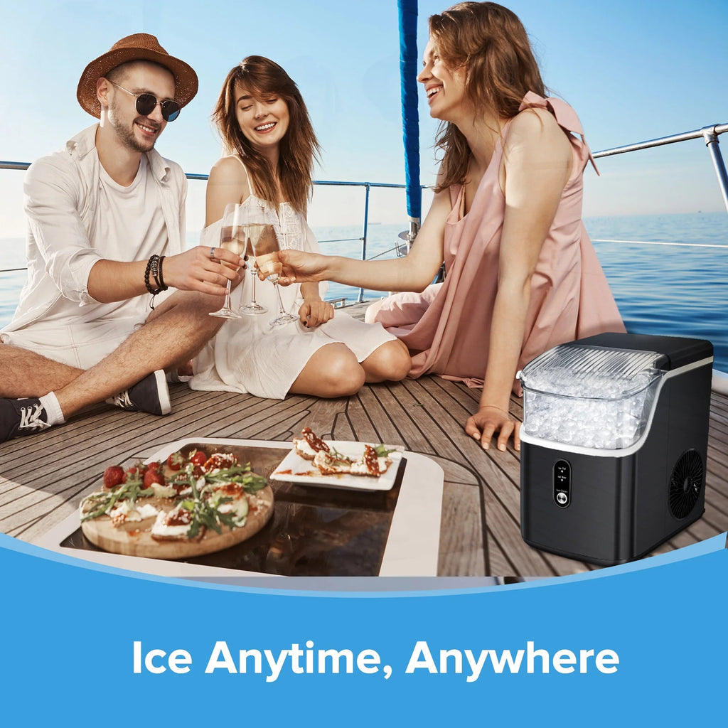 Auseo Countertop Nugget Ice Maker, 35lbs/24H, Self-Cleaning, Black