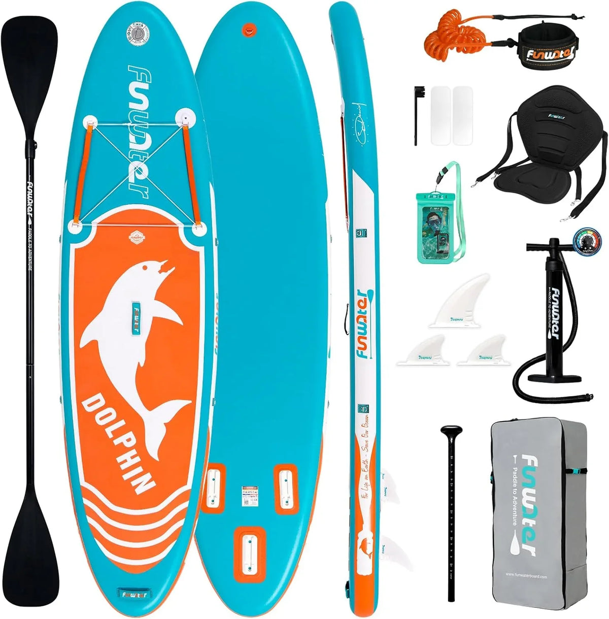 FunWater Inflatable Stand Up Paddle Board, 11 ft x 32 in x 6 in - SUP Paddle Accessories