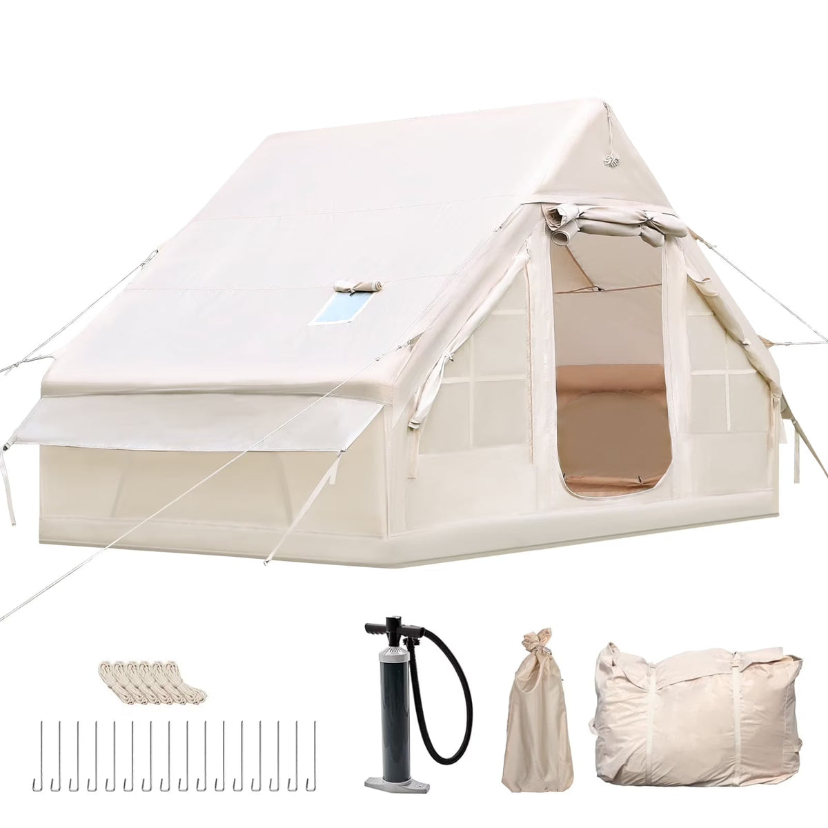 Gaonala Inflatable Camping Tent For 4-6 People, 420D Oxford Fabric - With Hand Pump