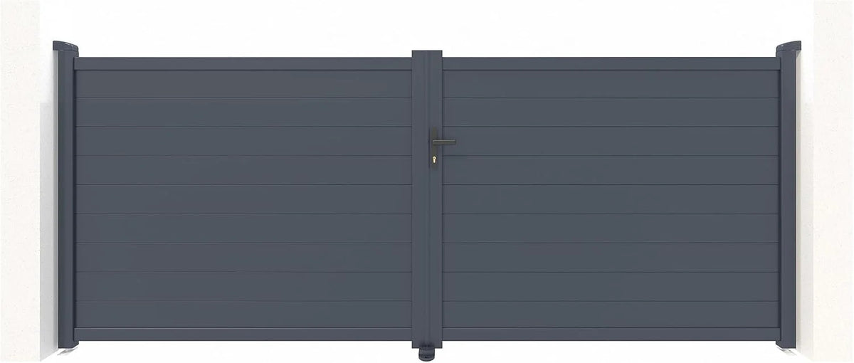 Casanoov Aluminum Swing Gate 392 cm x 161 cm Anthracite Gray RAL 7016 - KIT-000024