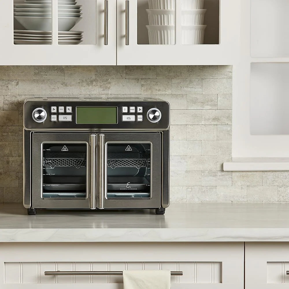 25-Qt. Extra-Large Dual-Zone Air Fryer Toaster Oven With French Doors