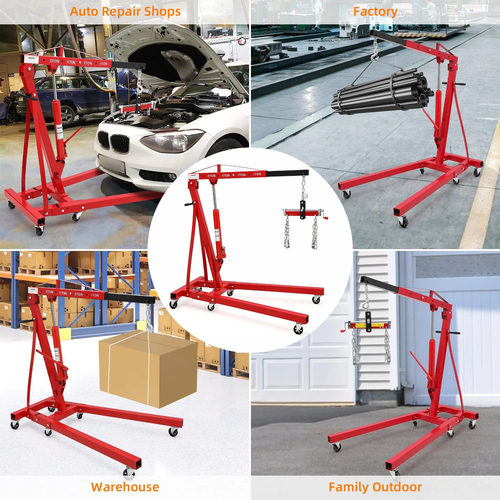 JoanKaren Hydraulic Engine Hoist 4400 lbs, Folding, Yellow - PAU_0LMM