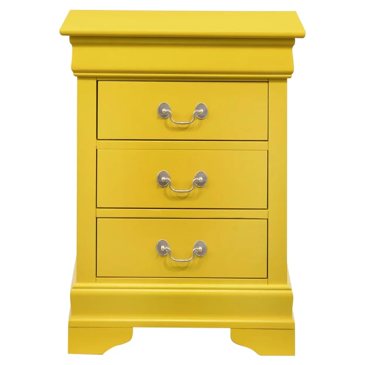 Passion Furniture Louis Philippe 3-Drawer Yellow Nightstand 29in H x 16in W x 21in D - PF-G3102-3N