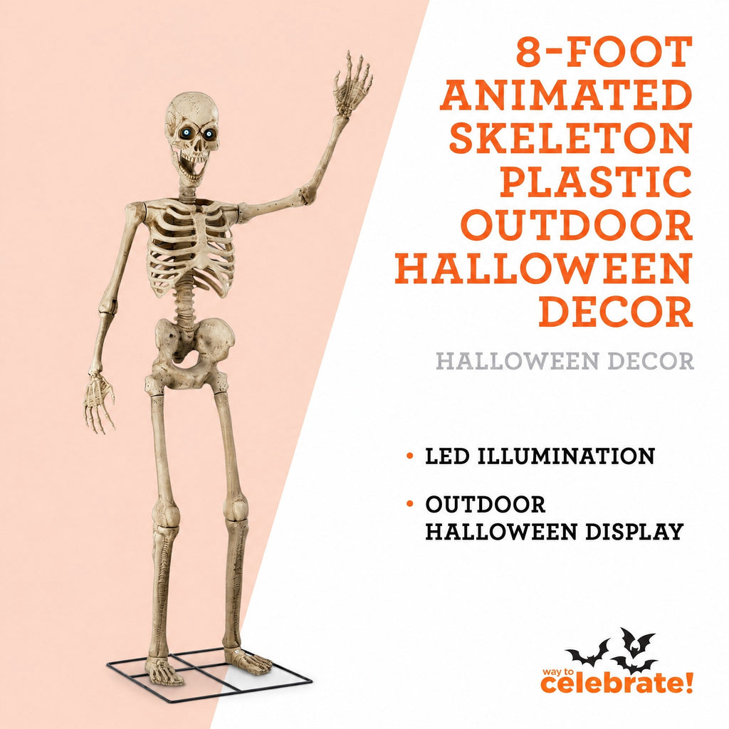 Way To Celebrate 8-Foot Animated Skeleton Plastic Outdoor Halloween Decor