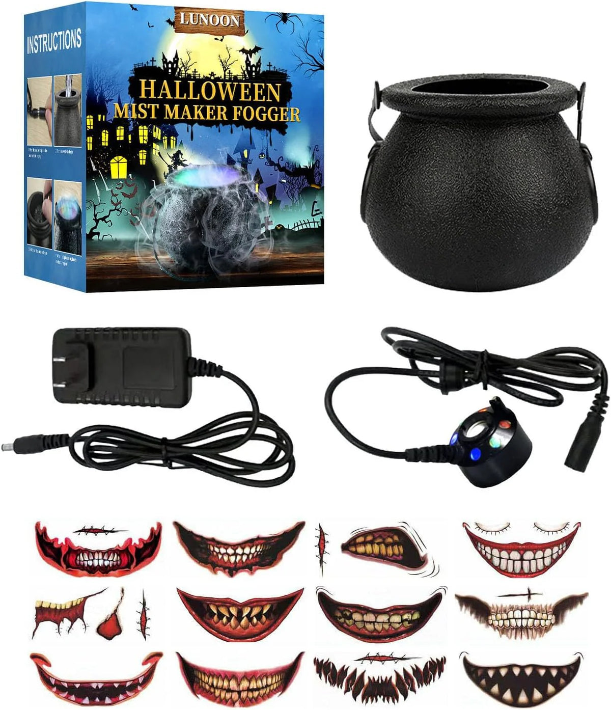 kcavykas Halloween LED Witch Jar Atomizer Lamp, Black, 13.34x4.33in - Decor
