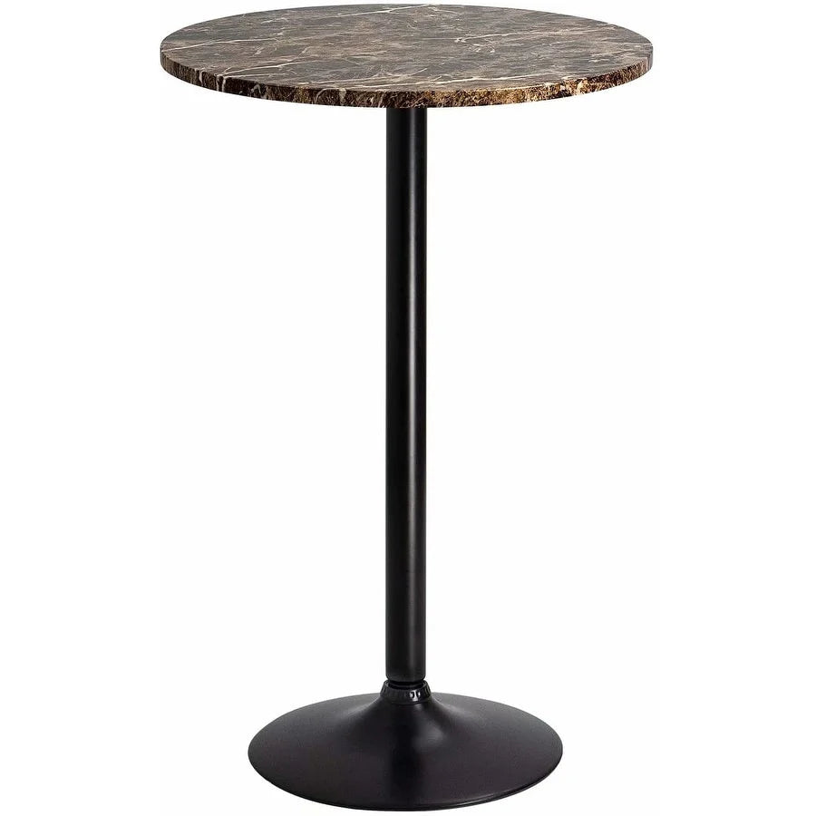 Round Bar-Height Bistro Pub Table With Metal Base And MDF Top, 23.8 x 23.8 x 39.5 Inch