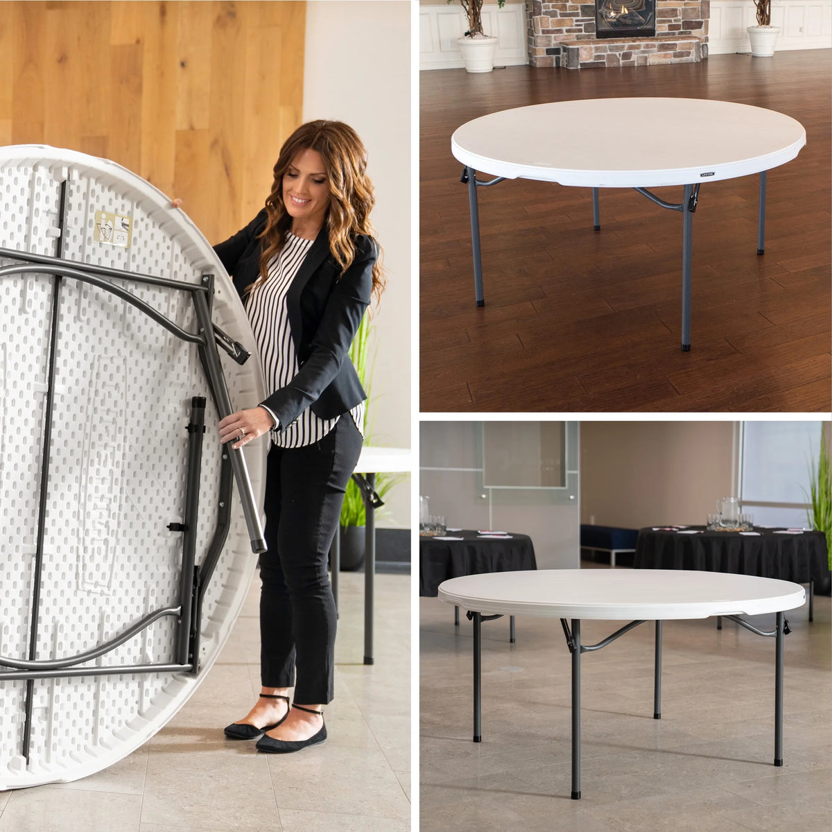Lifetime 60 Inch Round Commercial Folding Table, Almond - 280435
