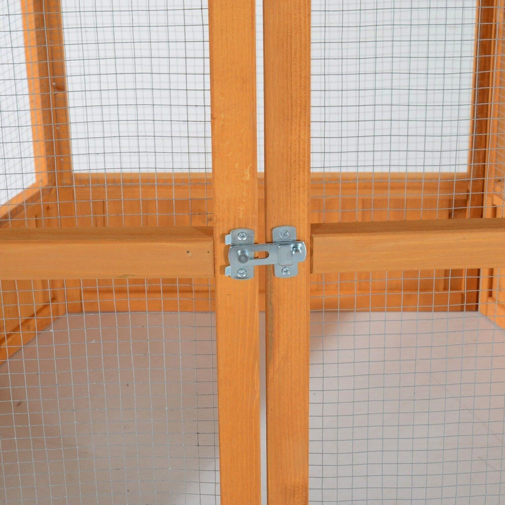Large Wooden Hexagonal Outdoor Aviary Flight Bird Cage With Covered Roof
