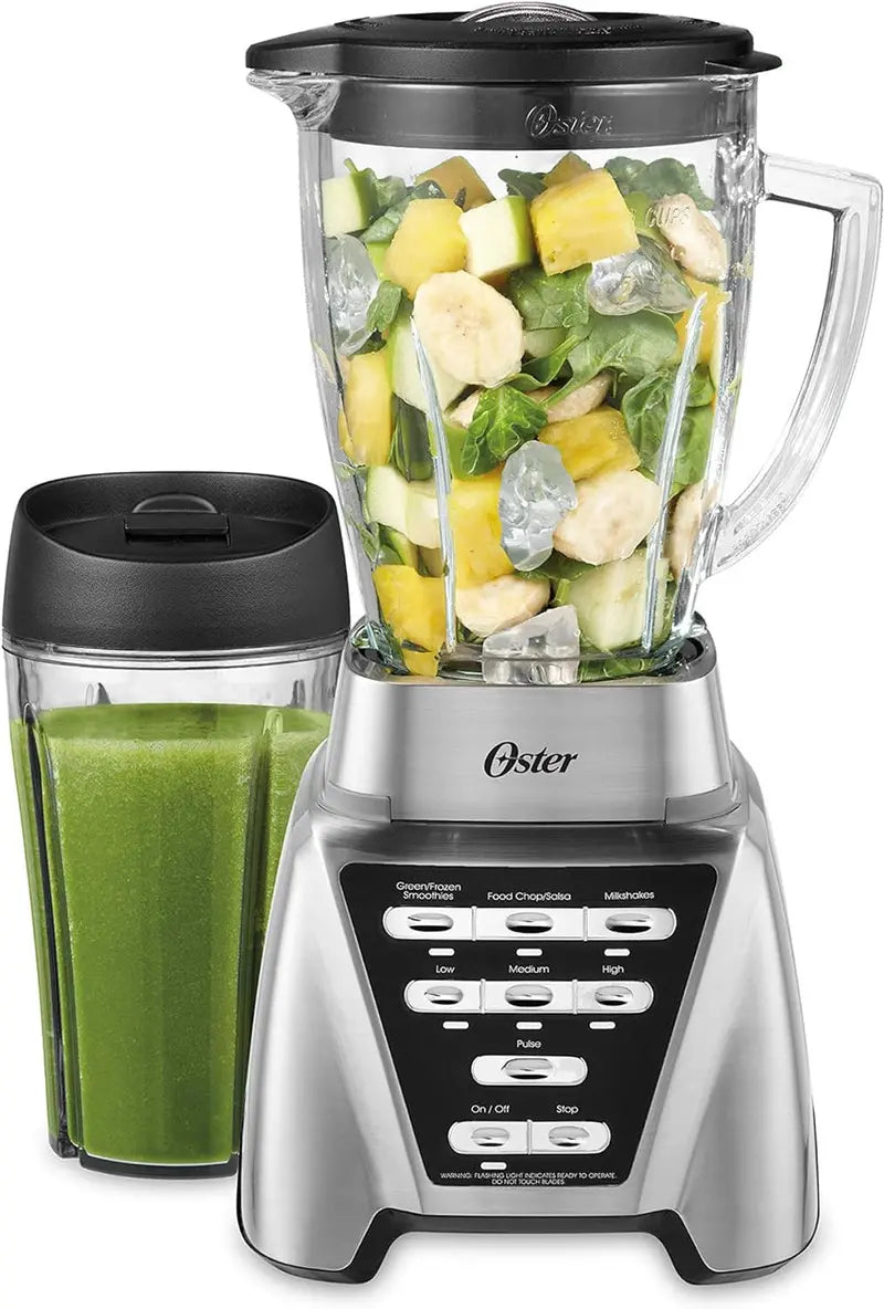 Oster Pro 1200 Blender With 24-Oz Smoothie Cup And Glass Jar - Brushed Nickel