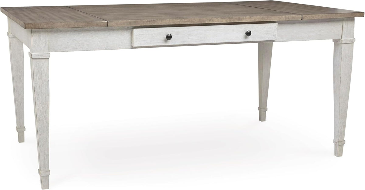 Signature Design by Ashley Rectangular Dining Table With Storage, White & Light Brown, 36in W x 66in D x 30.25in H - Skempton