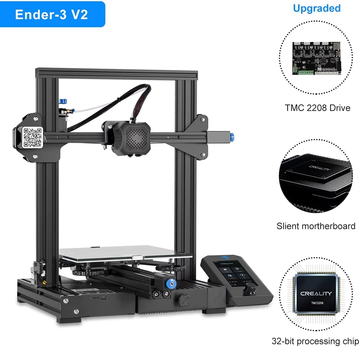 Creality Ender 3 V2 FDM 3D Printer, 220x220x250mm Build Size - Ender 3 V2