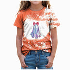 CAUYDY Halloween Ghouls Ghost Retro Girl Kids T-Shirt Graphic Tshirt Little Kids Fall Short Sleeve Tee Tops(Orange, 8-9 Y)