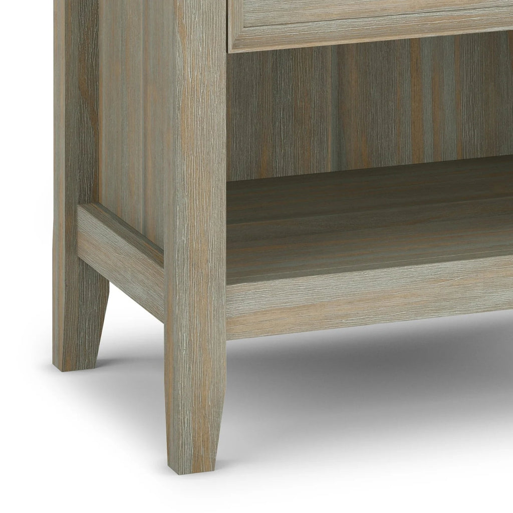 Solid Wood Nightstand With 2 Drawers And Open Shelf, 16 in D x 24 in W x 26 in H
