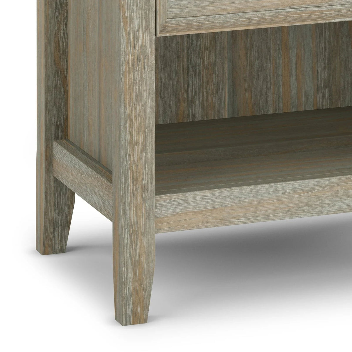 Solid Wood Nightstand With 2 Drawers And Open Shelf, 16 in D x 24 in W x 26 in H