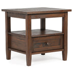 Solid Wood Rectangle End Table With Drawer And Shelf, 18.1in D x 20in W x 19.5in H - Norfolk