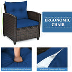 3-Piece Rattan Patio Conversation Set With Cushions And Coffee Table