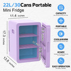 Advwin 22L Compact Mini Fridge Cooler and Warmer - Purple
