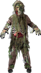 Joyfy Halloween Swamp Skeleton Living Dead Zombie Costume for Boys, Scary Zombie Costume for Kids Halloween Monster Themed Party Dress Up