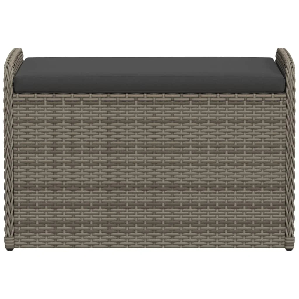 vidaXL Outdoor Poly Rattan Storage Bench With Cushion, Black, 45.3 x 20.1 x 20.5 in