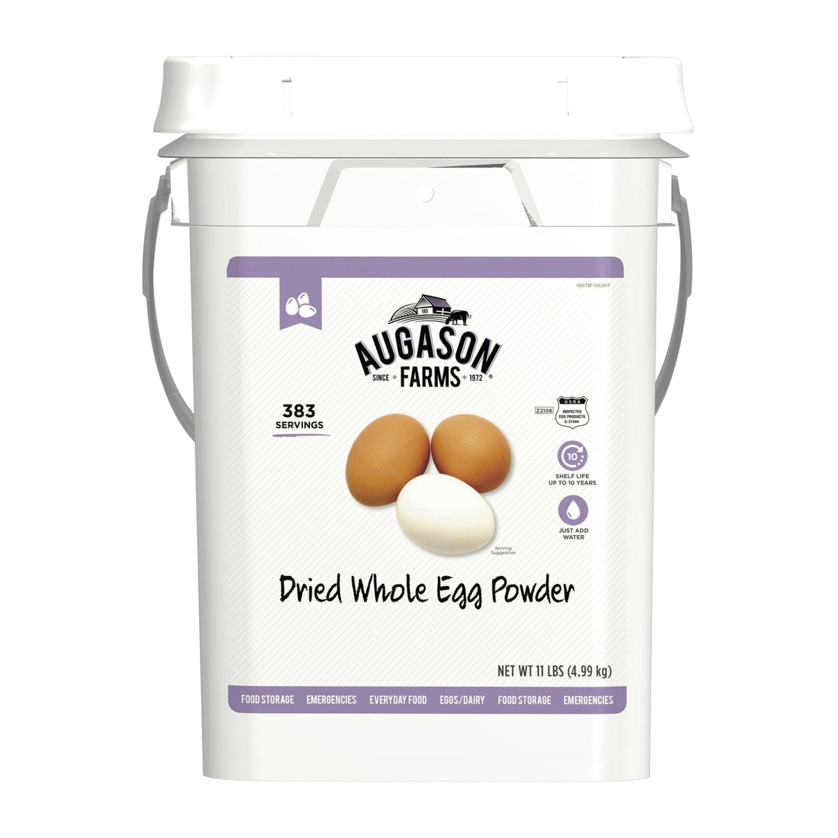 Augason Farms Dried Whole Egg Powder, 11 lb Pail, 383 Servings