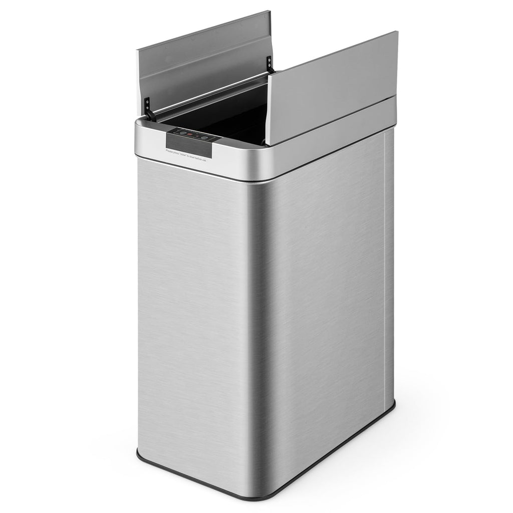 13.2 Gallon Motion Sensor Stainless Steel Trash Can, Silver