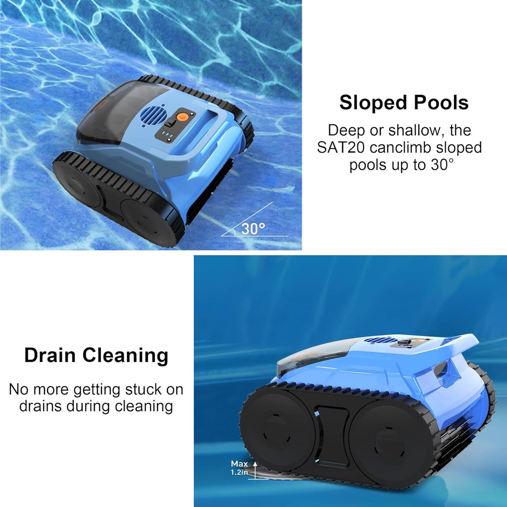 Robotic Pool Cleaner for Inground and Above Ground Pools, 180 Min, 2100 Sq. Ft. - SAT20 PRO