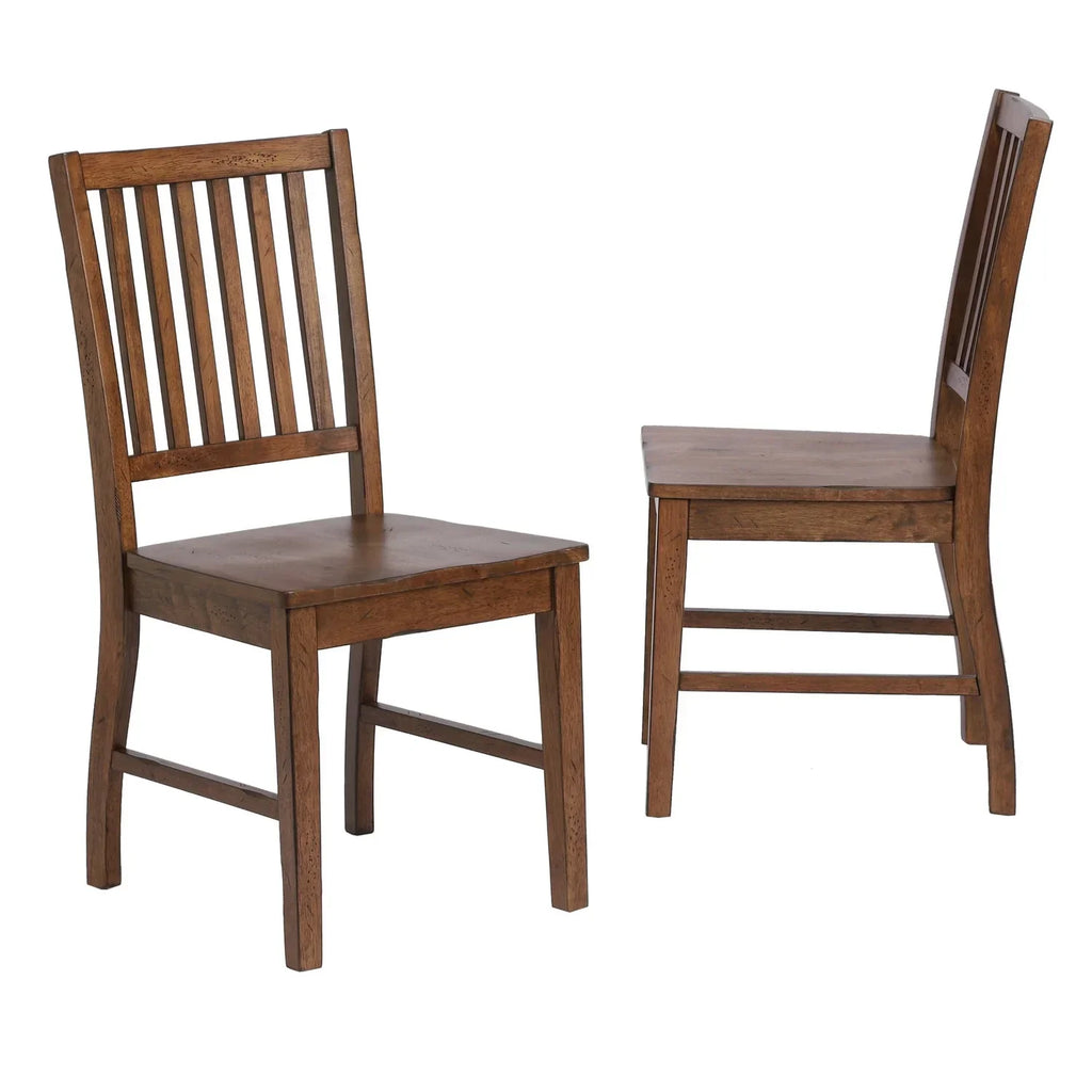 HomeStock Slat Back Dining Chairs, Set Of 2, Amish Brown