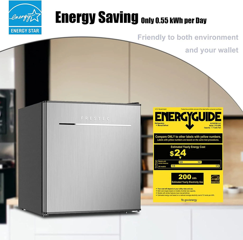 Frestec Compact Mini Refrigerator With Freezer, 1.6 Cu.Ft