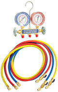Yellow Jacket Series 41 Brass Manifold With 3-18 Inch Gauges And 60 Inch Plus II Hoses - 42201