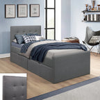 Hillsdale Living Essentials Upholstered Twin Platform Bed With 2 Storage Drawers, Gray