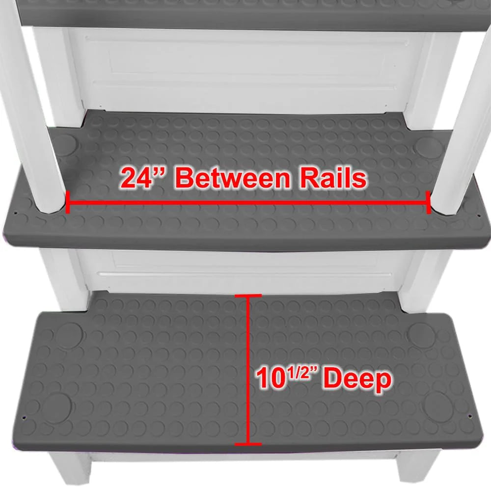 Aqua Select Anti-Slip In-Pool Steps, Gray, 28in W x 81in H, 300 lbs Capacity - For Above Ground Pools