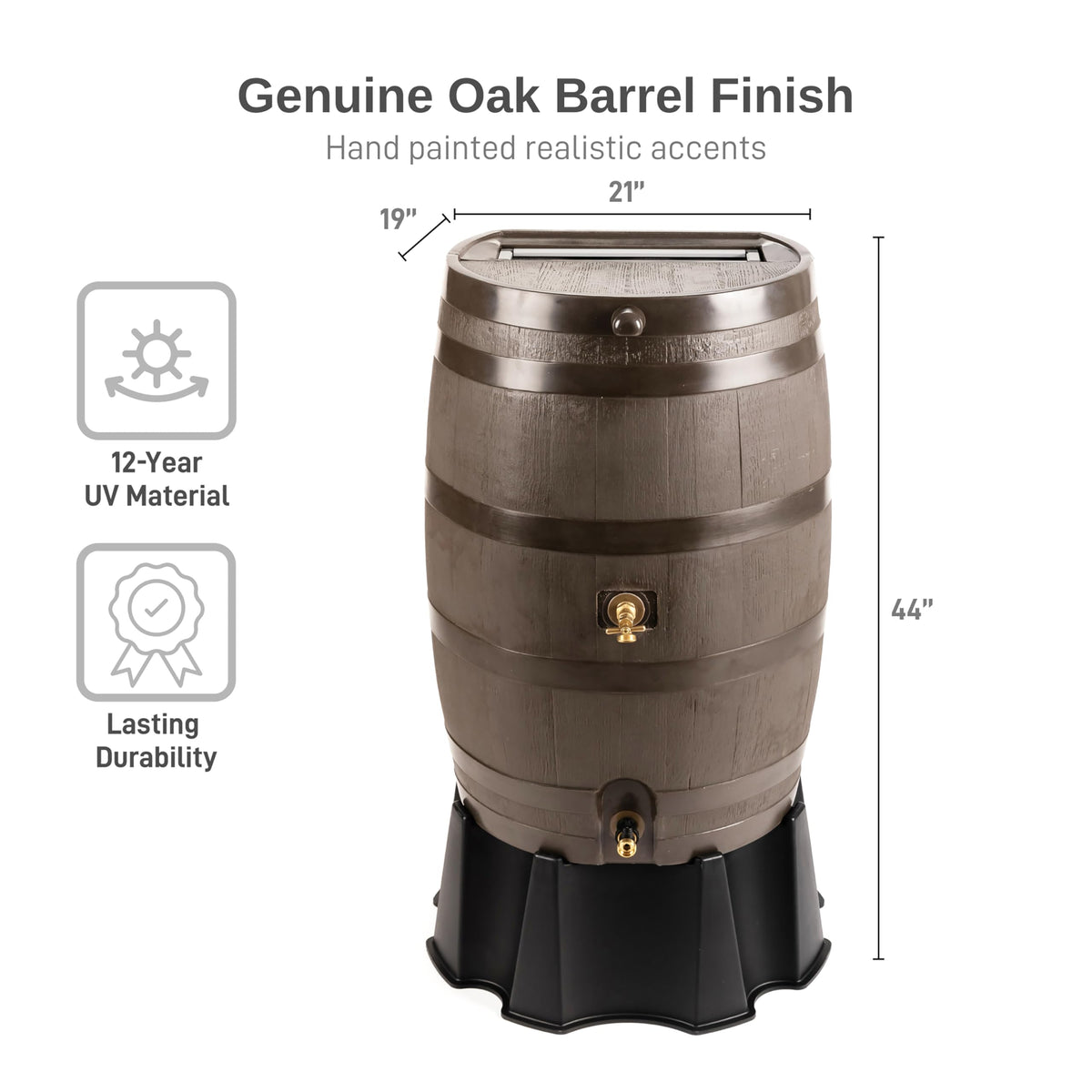 50 Gallon Rain Barrel With Brass Spigot And Flat-Back Design