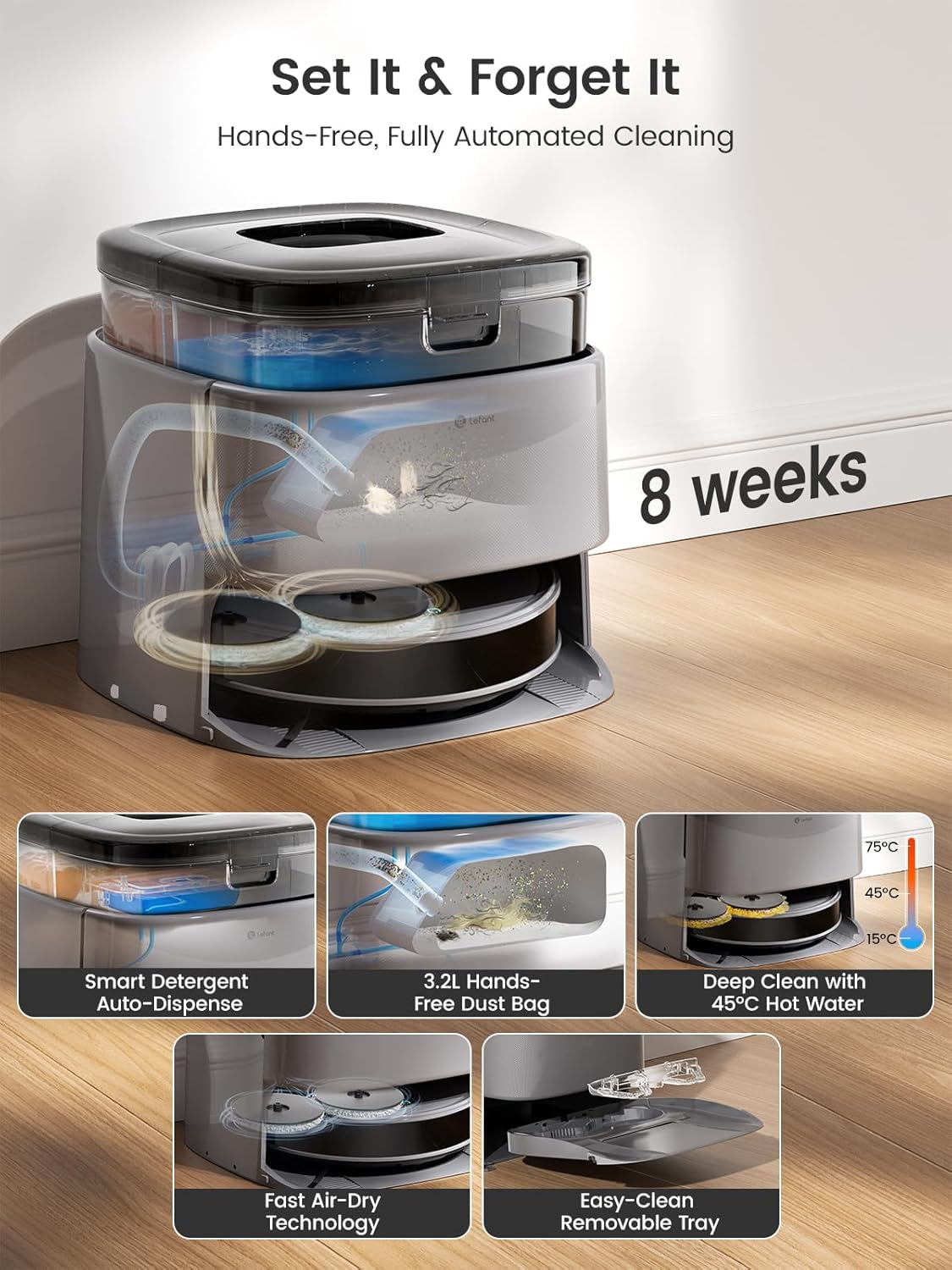 Lefant LiDAR Robot Vacuum And Mop, 20,000Pa Suction, 90-Day Self-Emptying - M3 Max