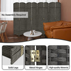 Freestanding Folding Woven Fiber Room Divider Privacy Screen - 6 Ft Tall
