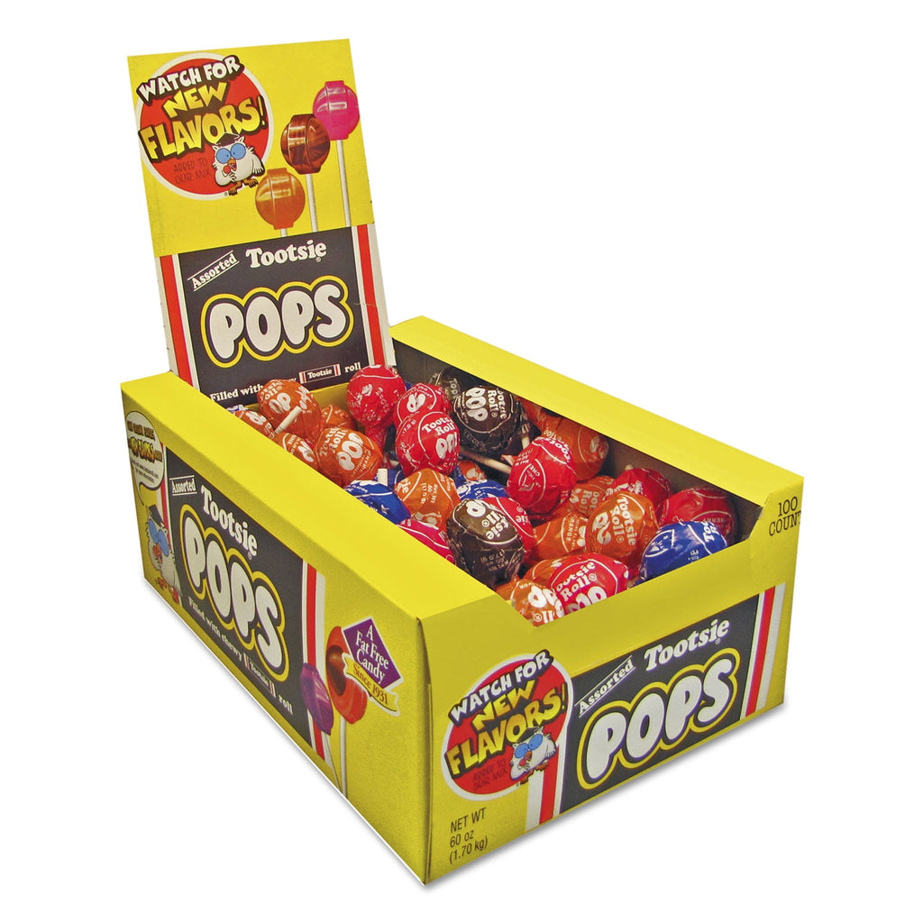 1 1/4" Bulk 100 piece Multicolor Tootsie Pops Candy
