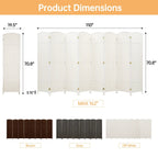 Freestanding Folding Woven Fiber Room Divider Privacy Screen - 6 Ft Tall