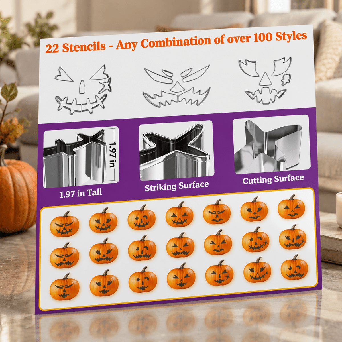 30-Piece Professional Pumpkin Carving Kit with Stencils and Stainless Steel Tools